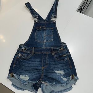 Blue jeans overall shorts